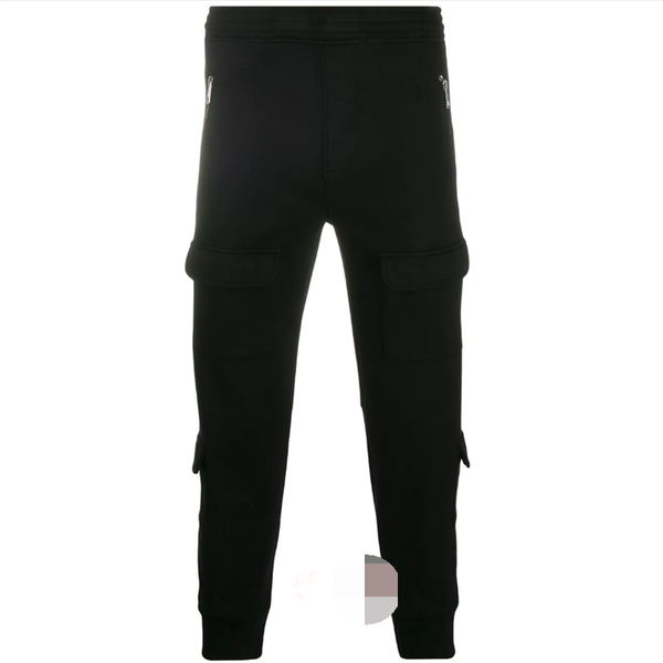 

men's pants casual pencil sports spring and autumn black youth fashion multi-pocket design zipper splice
