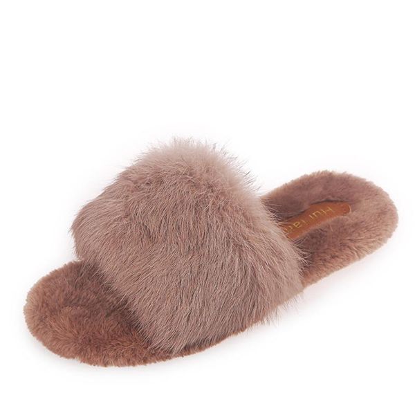 

slippers women shoes scarpe donna furry slides for indoor women's mens couples warm non-slip floor home, Black