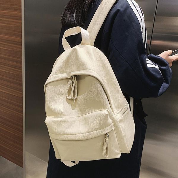

backpack 2021 pu leather fashion women female soft school bag for teenage girls boys travel double shoulder bags