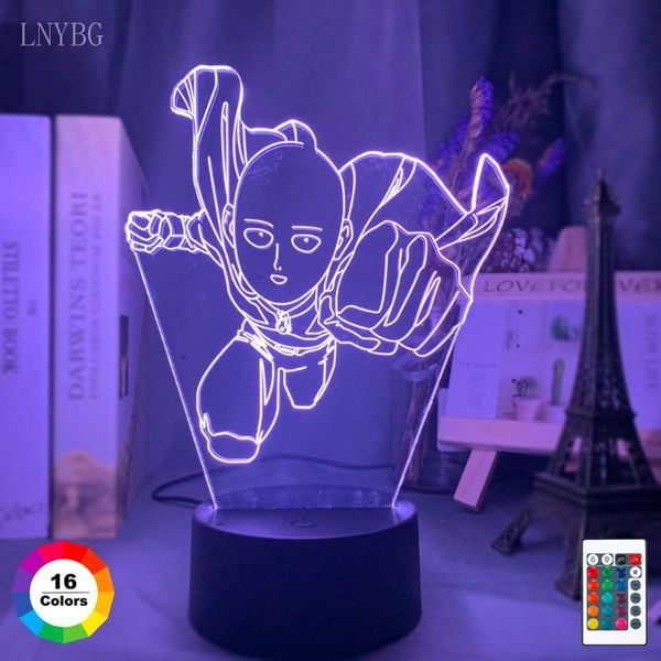 

night lights anime 3d led nightlight one punch man saitama figure light for kids child birthday gift bedroom decor bedside lamp