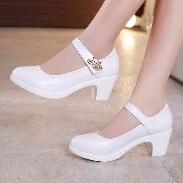 

dress shoes plus size 32-43 block heels platform women pumps black white mary jane ladies wedding bride o1s3