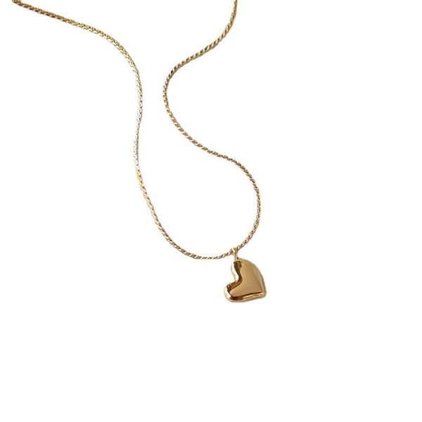 

pendant necklaces stainless steel love heart necklace for women metal clavicle chain gold color mirror polished, Silver