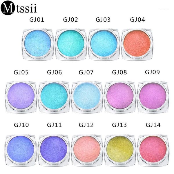 

mtssii 1box 14colors chameleon mirror magic powder nail glitter holographic gradient dazzling pigment dust art decorations1, Silver;gold