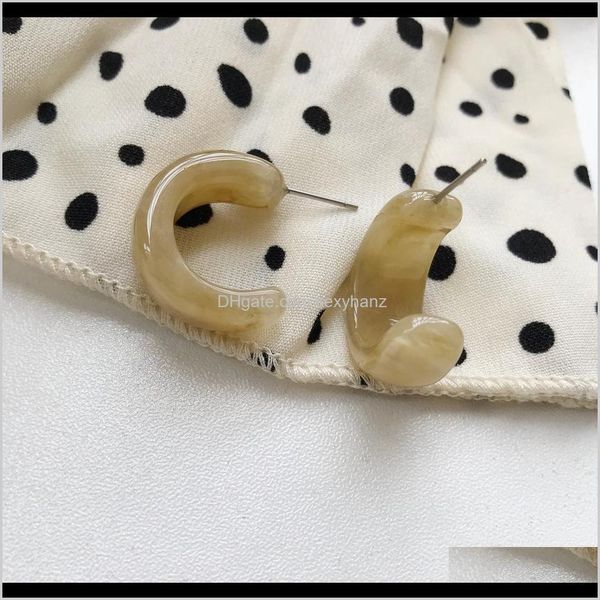 

dangle & chandelier drop delivery 2021 korea colorful acrylic geometric c-shaped hoop earrings retro for women girls party travel jewelry gi, Silver