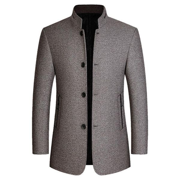 

men's wool & blends mens woolen jackets autumn winter jacket coat men casual stand collar warm outerwear jackts male clothes 4xl, Black