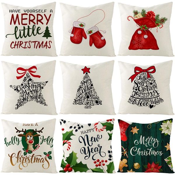 

linen cushion cover christmas decorations for home pillow covers decorative pillowcase 45*45 in car personalized gift nordic cushion/decorat