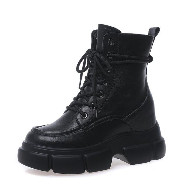 

boots inner increase 2021 autumn and winter trend platform women's short, Black