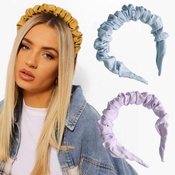 

hair accessories ruched striped cloth hairbands women individuality band solid color hoop fashion wild