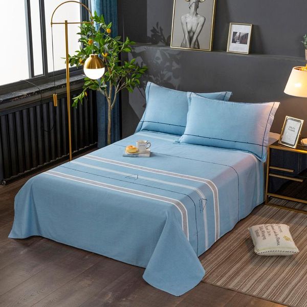 

sheets & sets stripe twin full queen king 245*250cm double single thick cotton flat bed sheet bedding bedroom bedclothes home textiles el