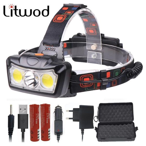

head lamps litwod z30 led headlight xm-l t6 cob super bright lamp 18650 rechargeable battery torch light