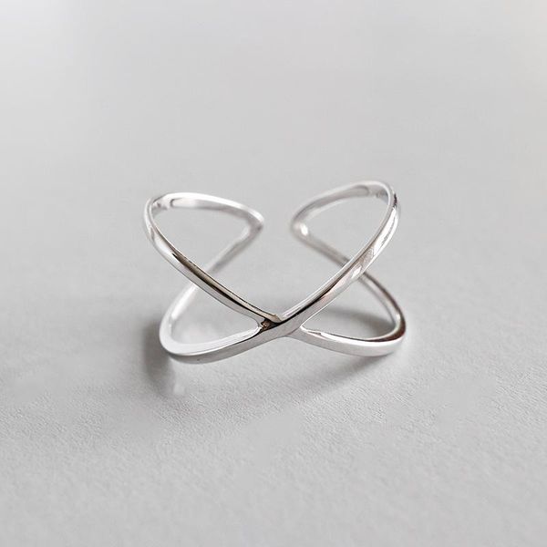 

cluster rings thin 100% authentic 925 sterling silver fine jewelry "x" geometric criss cross ring fashion j62 wholesale, Golden;silver