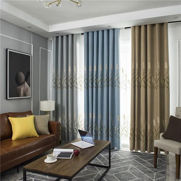 

home interior flat embroidery is fresh and simple modern streamline curtains for living room bedroom dining kitchen curtain & drapes