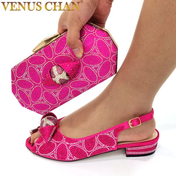 

dress shoes italian design nigerian selling magenta color fashion colorful crystal style women and bag set with streamer modeling, Black
