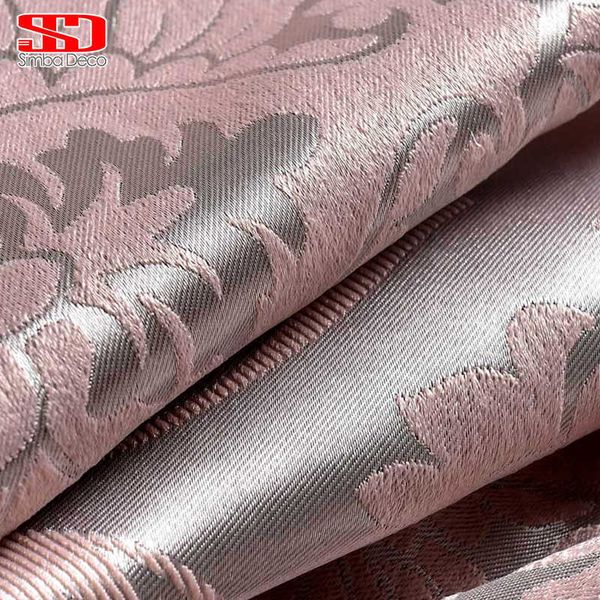 Tecido Elegante Luxury Blackout Cortina para sala de estar Pink Blinds Jacquard Drapes Damasco TRATAMENTOS DE JANELA EUROPEAN PAINELS 210712