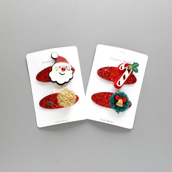 

hair accessories 2pcs/lot cute children's hairpins christmas suit baby girl bb duckbill clip hairpin for gift, Slivery;white