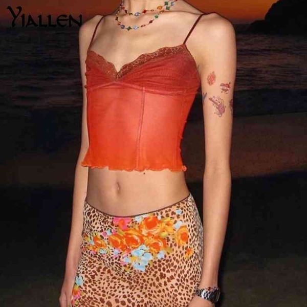 

sleeveless camisole y2k women camis mesh patchwork lace ruffles backless summer vacation streetwear fashion, White