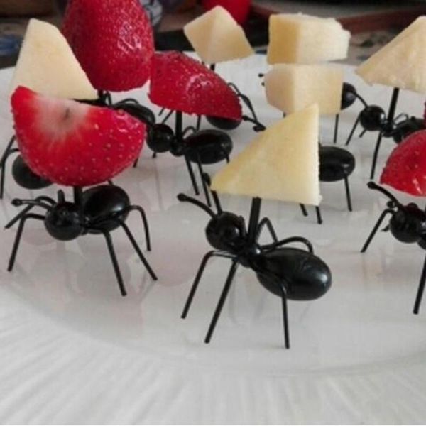 

forks 24pcs/lot ant shape fruit fork snack cake dessert pick tableware for home kitchen party dinner accesories