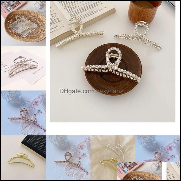 

hair clips & barrettes jewelry metal pearl grip rhinestone simplicity hairpin texture foundation clamp hairdresser curling clip 3 4hx y2 dro, Golden;silver