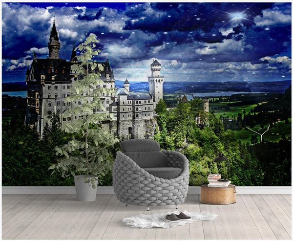 

3d wallpaper on the wall custom p mural european-style moonlight castle building living room home decor 3d wall murals wallpaper for walls 3