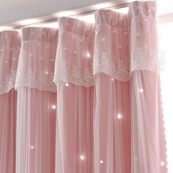 

curtain & drapes 1pcs net red hollow shade star cloth paste yarn finished living room bedroom short modern rental f8321