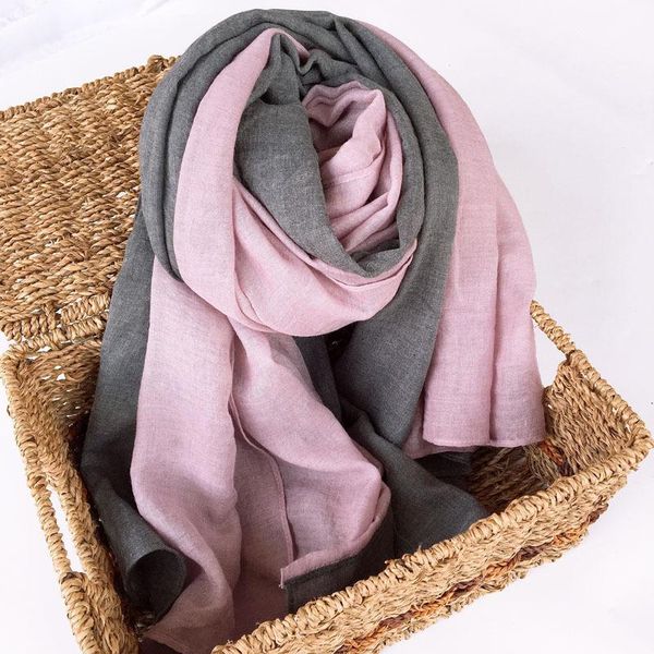 

scarves spring autumn scarf for lady solid bi-color stole polycoton thick women shawl soft wraps 2021 fashion mls017 extra large, Blue;gray