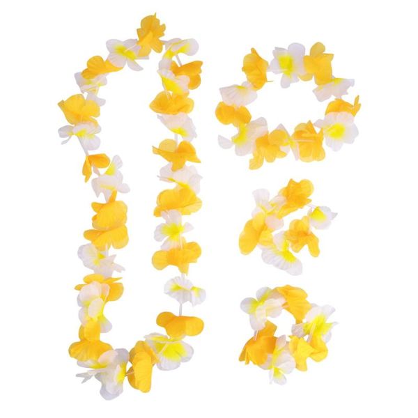 

decorative flowers & wreaths 3 set/12 pcs dual-color hawaiian garland kit colorful artificial wreath hawaii tropical costume supplies for ne