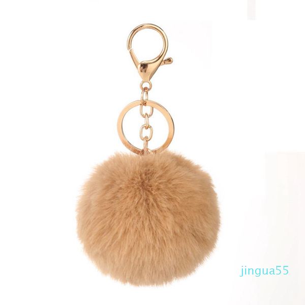 

fashion 8cm imitate fur ball keychain car handbag keychains fluffy faux rabbit fur key ring bag accessories, Silver