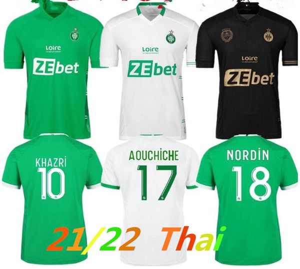 

21/22as saints-Ã©tienne soccer jerseys 2021 2022 etienne maillot de foot asse aouchiche khazri youssouf bouanga abi jersey men kids kit footb, Black;yellow