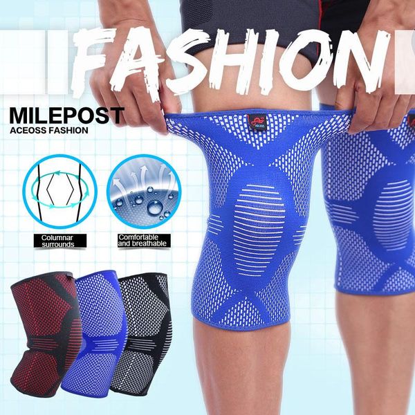 

nylon elastic fitness knee brace compression support sleeve basketball sports protect patella arthritis joint pain elbow & pads, Black;gray