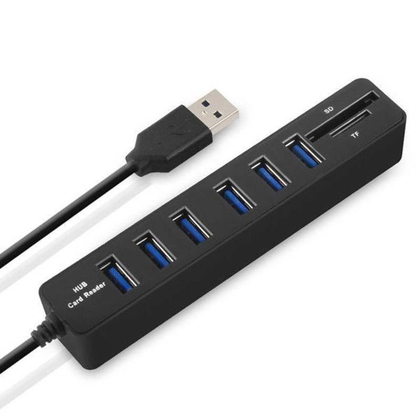 

port high speed usb 2.0 hub 8 with sd tf memory card reader 3ft cord hubs