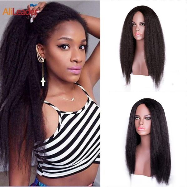 

synthetic wigs aileader afro yaki straight hair wig for black women long kinky heat resistant