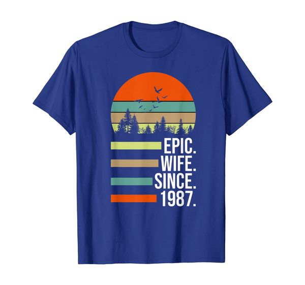 

epic wife since 1987, 32nd year wedding anniversary gift tee, White;black