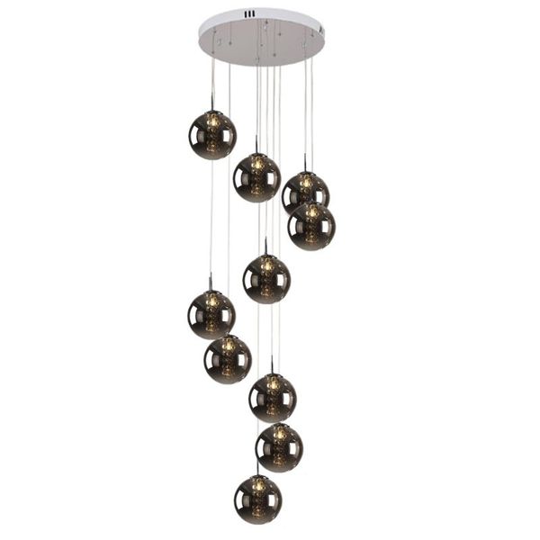

living room decor black chandeliers smoke glass ball lamp stairwell chandelier for villa g4 led stair light el fixtures pendant lamps