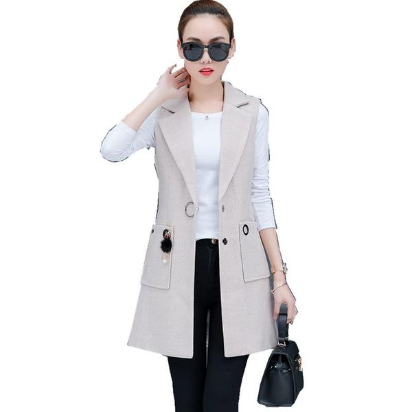 

women's vests 2021 haute couture women vest woolen coat autumn / winter leisure clothing korean fashion 1476, Black;white