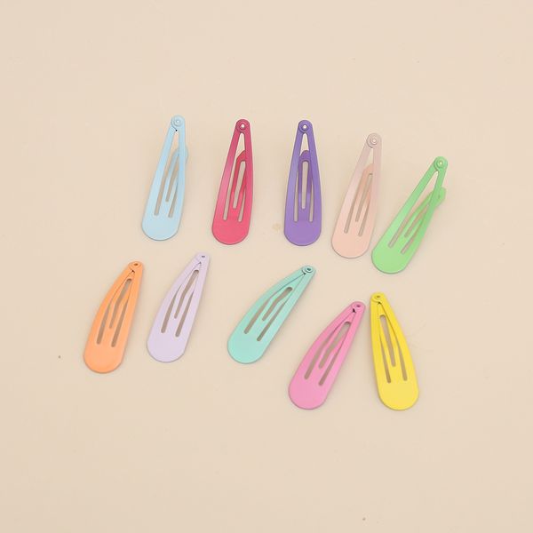 

ins girl fashion cute 5cm drop candy color spray paint hairpin edge clip banger, Slivery;white