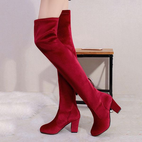 

boots women shoes woman autumn over the knee thin high heels party boot, Black