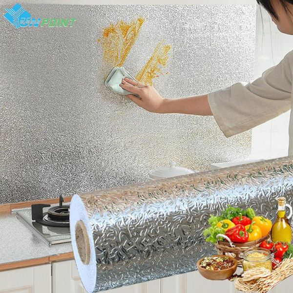 

wallpapers kitchen waterproof mouldproof wallpaper self-adhesive aluminum foil fireproof high-temperature cookcabinet oil-proof sticker