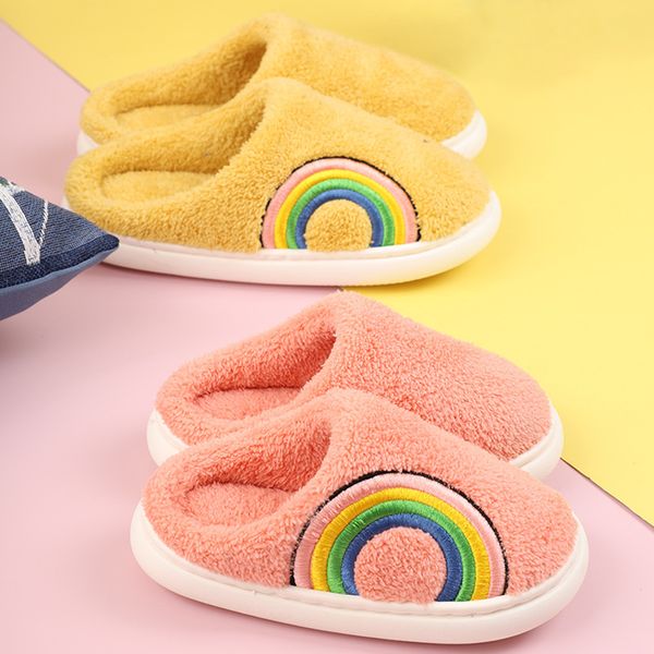 

thick bottom plush slippers winter women's home cotton indoor lovers men, Black