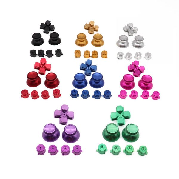 Gamepad Metal Joystick Cap Cover Thumbsticks com ABXY Bullet Buttons e D-pad para PS4 Controller Button Set Mod Kit DHL FEDEX EMS FRETE GRÁTIS