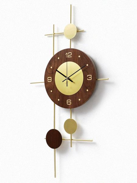 

large elegant wall clock hands digital classic gold bedroom watch luxury wooden relogio de parede hanging ea60wc clocks