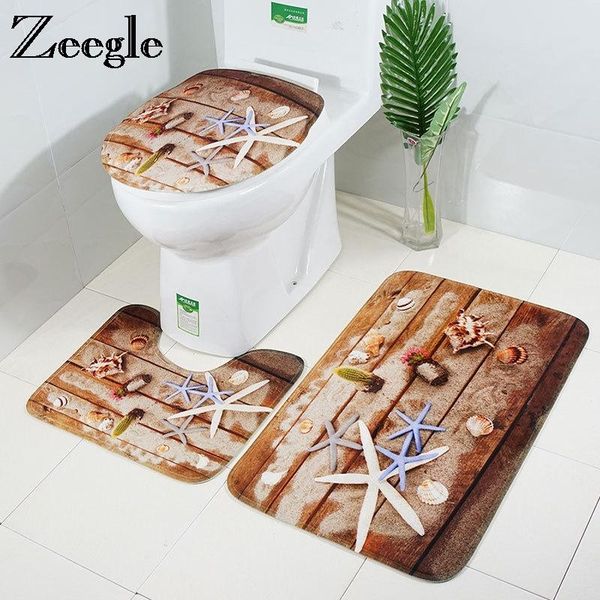 

bath mats zeegle wood printed 3pcs bathroom anti-slip carpets for toilet rugs absorbent mat rug set