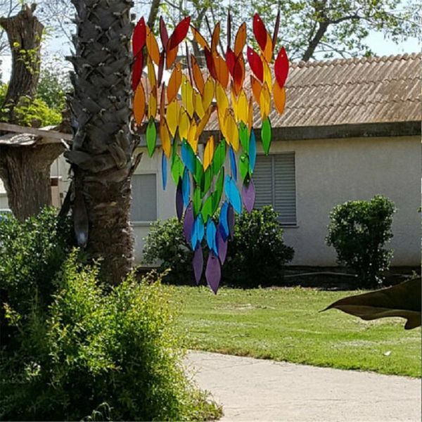 

creative hanging decorations rainbow water fall leaf wind chime and floating wood outdoor teak home accessories decorative objects & figurin