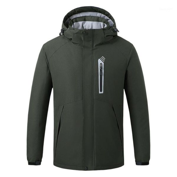 

men's trench coats outdoor detachable hoodie jacket smart electric heating sports coat winter with cap usb 8 areas warm clothes, Tan;black