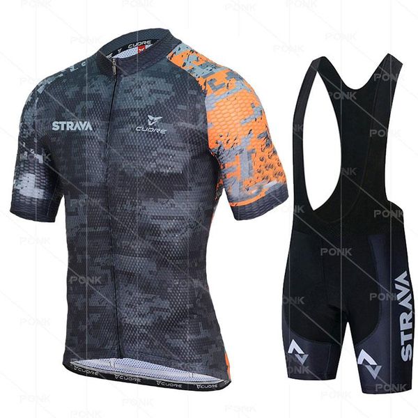 

racing sets strava cycling jersey set summer breathable bike men clothes mountain anti-uv bicycle bib shorts pro race sportswear, Black;blue