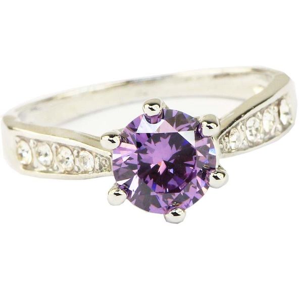 

yayi fashion women's jewelry ring purple cubic zirconia silver color austrian crystals engagement wedding gift cluster rings, Golden;silver