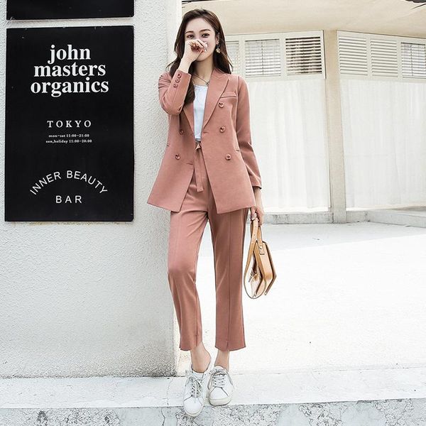 

women's suits & blazers pant 2 pieces sets womens business red pants suit formal office lady long sleeve trouser, White;black