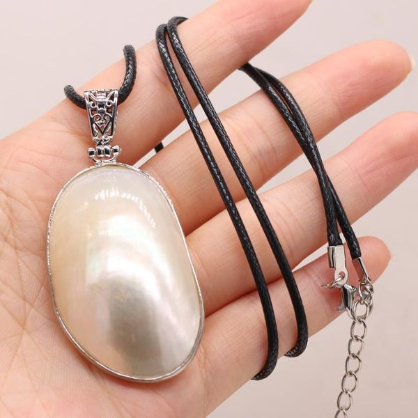 

pendant necklaces charm and elegant natural shell alloy irregular egg-shaped exquisite jewelry men women couples banquet gift 1pc 60cm, Silver