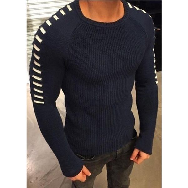 

men's sweaters 2021 autumn winter sweater men casual pullover long sleeve o-neck patchwork knitted dropship 5z, White;black