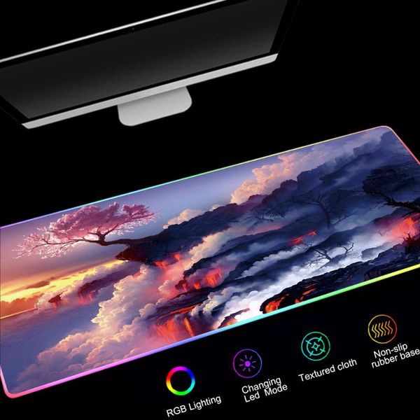 

mouse pads & wrist rests rgb large 90x40cm office pad led gaming mousepad xl lighting keyboard computer desk cushion for tablet pc notebook