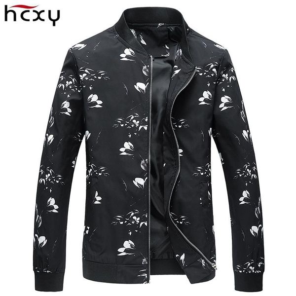 

men's jackets hcxy brand man clothing 2021 fashion autumn spring casual jacket coat printing slim for men baseball, Black;brown
